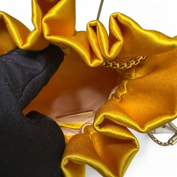 Zimmermann Women's Gathered Satin Pouch - Sunflower Yellow/Gold NWT